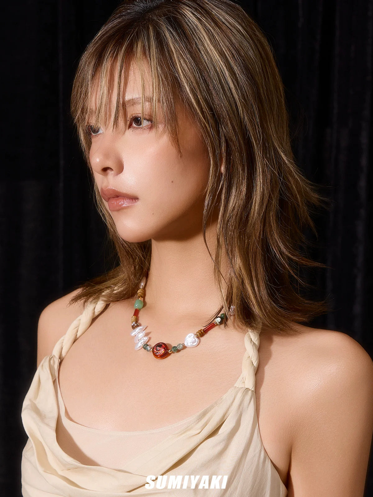 SUMIYAKI Vacation Wind Ocean Agate Beaded Necklace