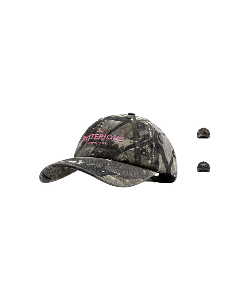 MUCUNXI Distressed Letter Camouflage Baseball Cap