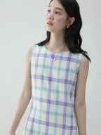 VOOE Niche Sleeveless Plaid Strap-on Dress