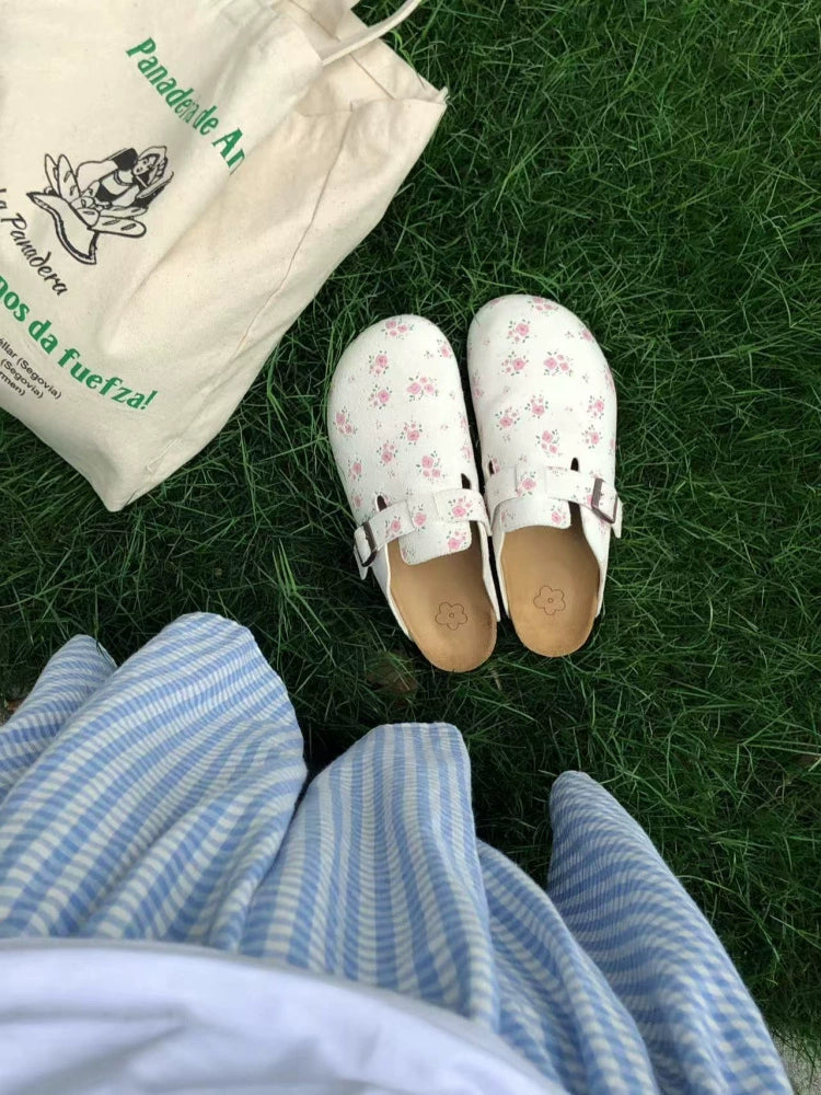 Cat & Sofa Small Floral Birkenstock Half Slippers