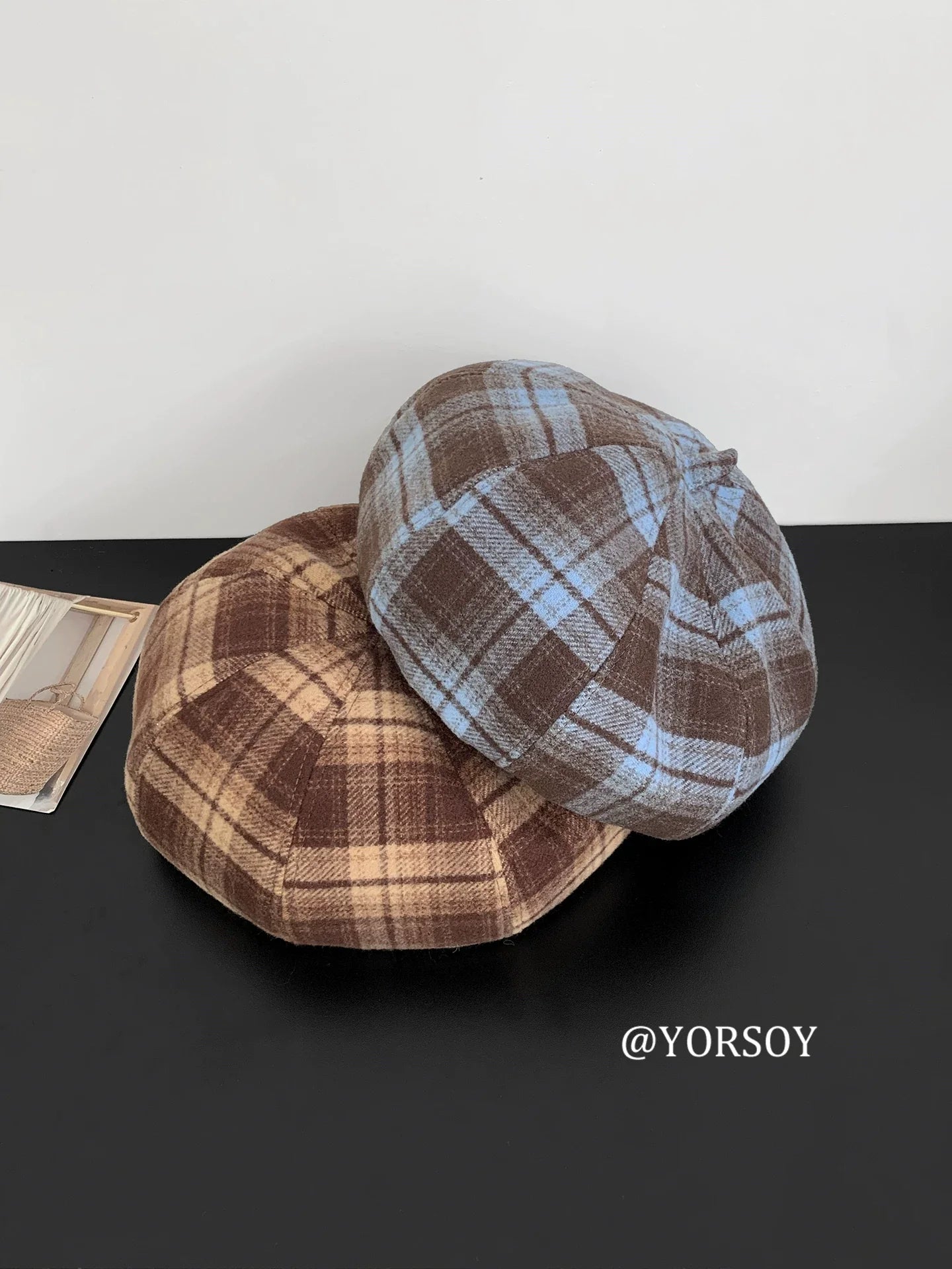 YORSOY Vintage College Plaid Beret