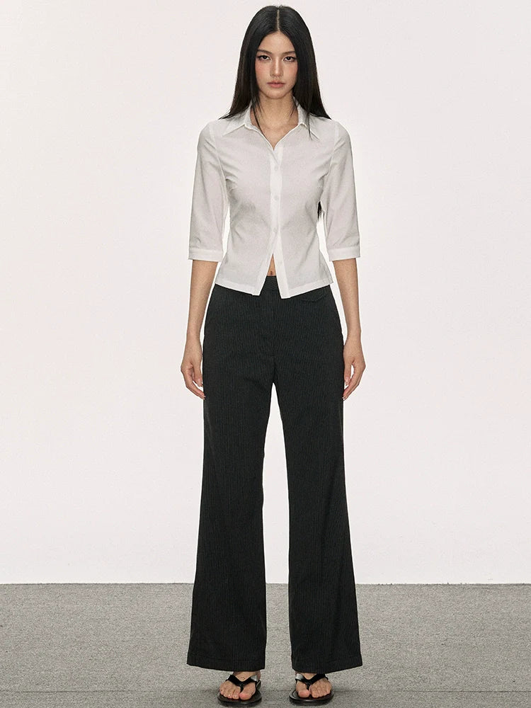 Anna Aneae Stretch Temperament Shoulder Short Shirt