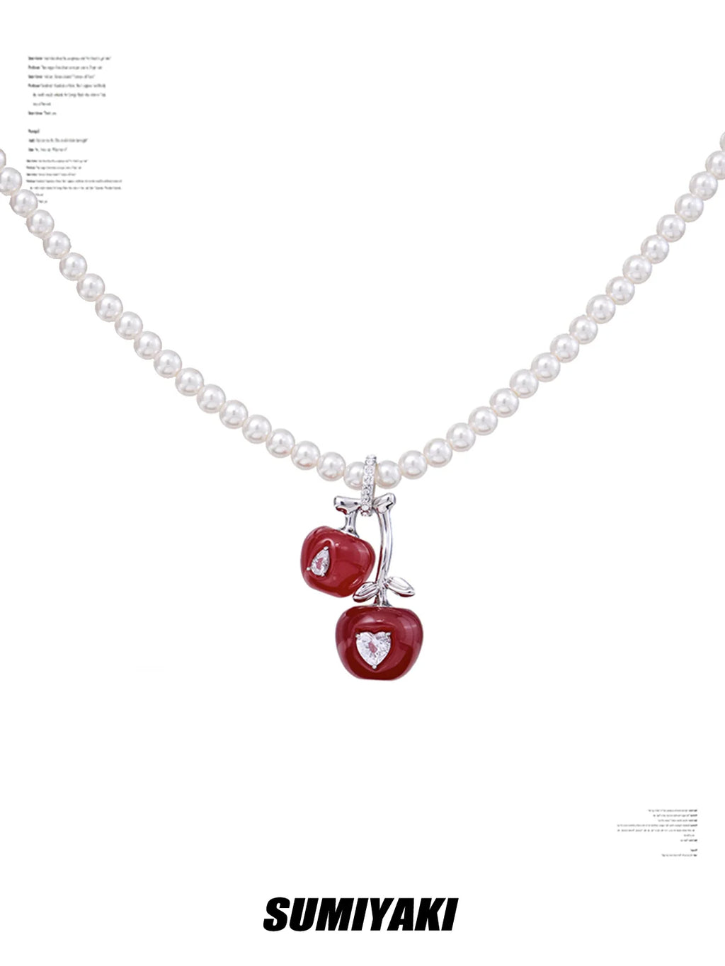 SUMIYAKI Three-dimensional Drop-glazed Cherry Pearl Necklace
