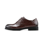 HANQIAORJI First-layer Cowhide Square Head Height-increasing Leather Shoes