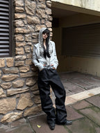 noEmosen RUDEBART Skull Silver Thread Puree Straight Jeans