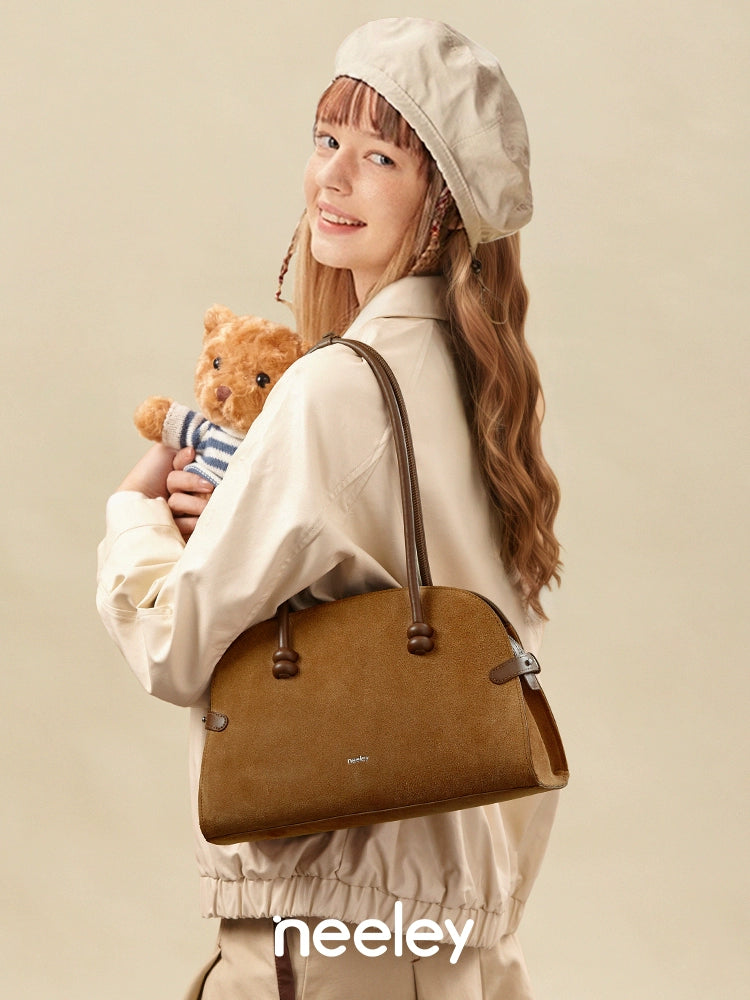 Neeley Suede Leather Boston Commuter Bag