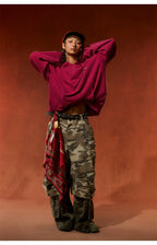 BJHG Retro Distressed Print Oversized Sweatshirt