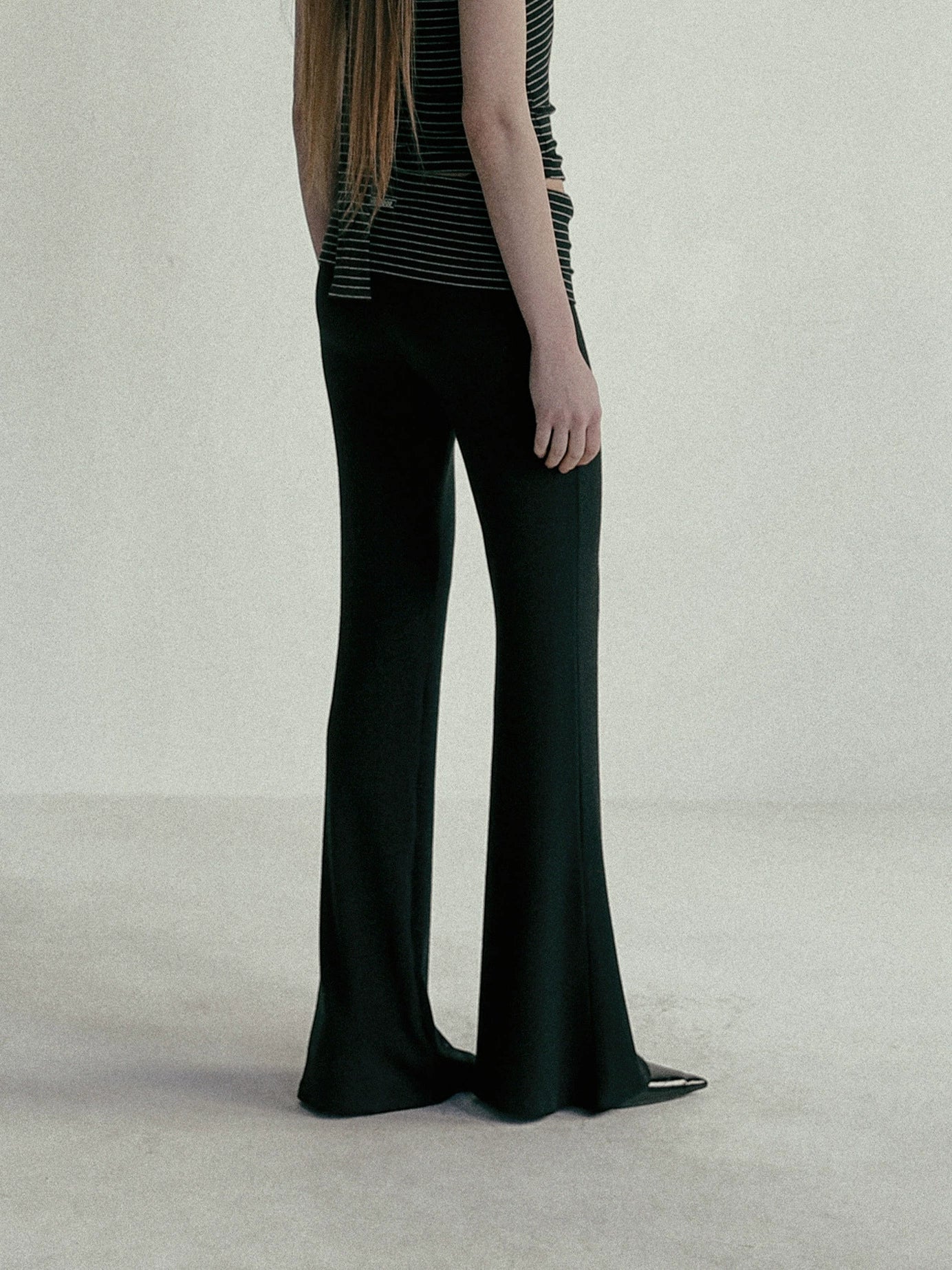 BADBLOOD High-Waist Boot-Cut Striped Pants