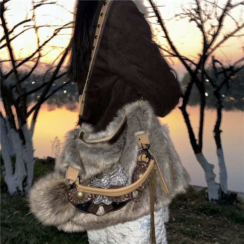 Sunlight Desire Mink Hair Shoulder Crossbody Bag