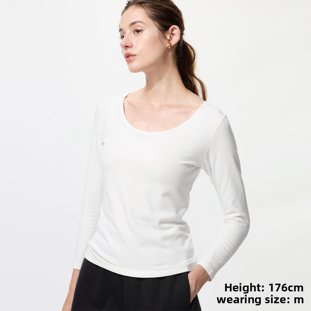 Uniqlo Cotton-blend U-neck T-shirt/8-point Sleeve Warmer
