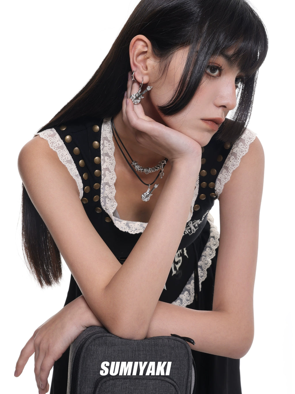 Five Kills Rock Guitar S925 Punk Earrings