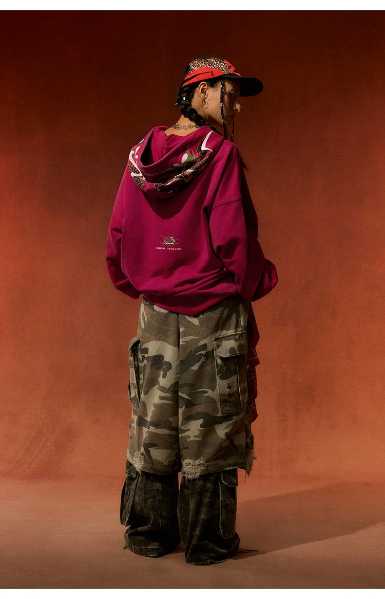 BJHG Retro Distressed Print Oversized Sweatshirt