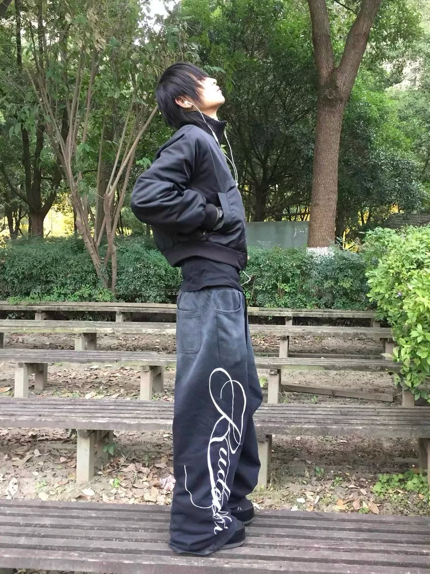 noEmosen Sun Washed RUDEBRAT Side Embroidered Baggy Sweatpants