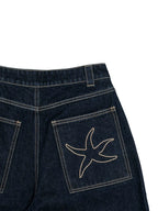 I4P STUDIO THE COLDEST MOMENT Starfish Embroidered Denim Shorts
