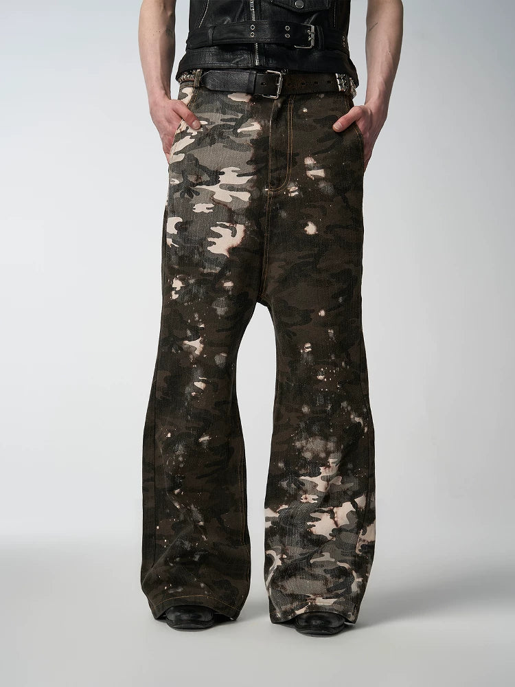 noEmosen Dissolved Camouflage Drop Crotch Canvas Pants