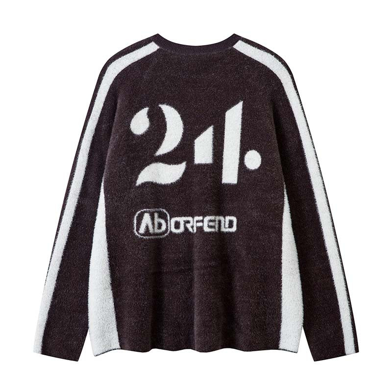 American Alphanumeric Jacquard Sports Sweater