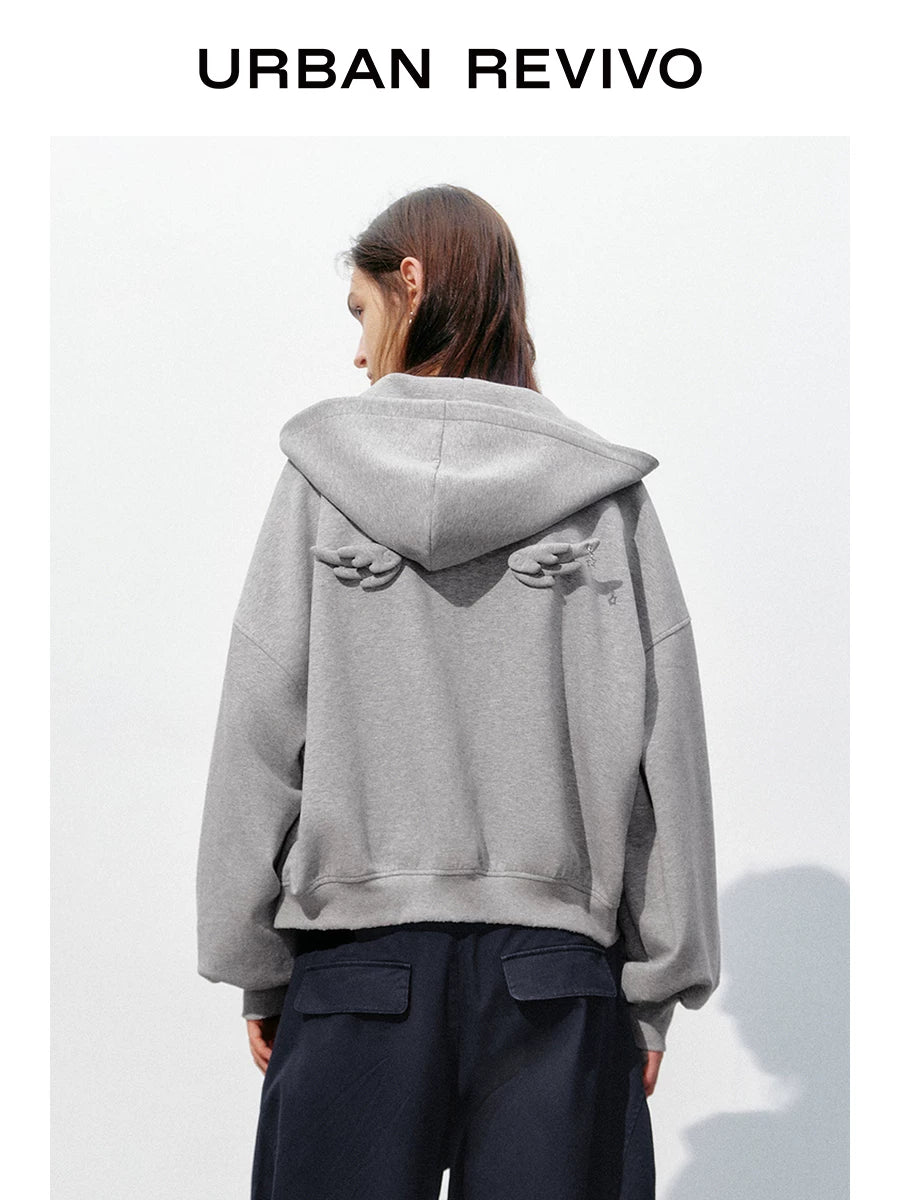 Urban Revivo Love Zipper Hooded Jacket