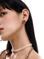 SUMIYAKI Vintage Embossed Amber Earrings