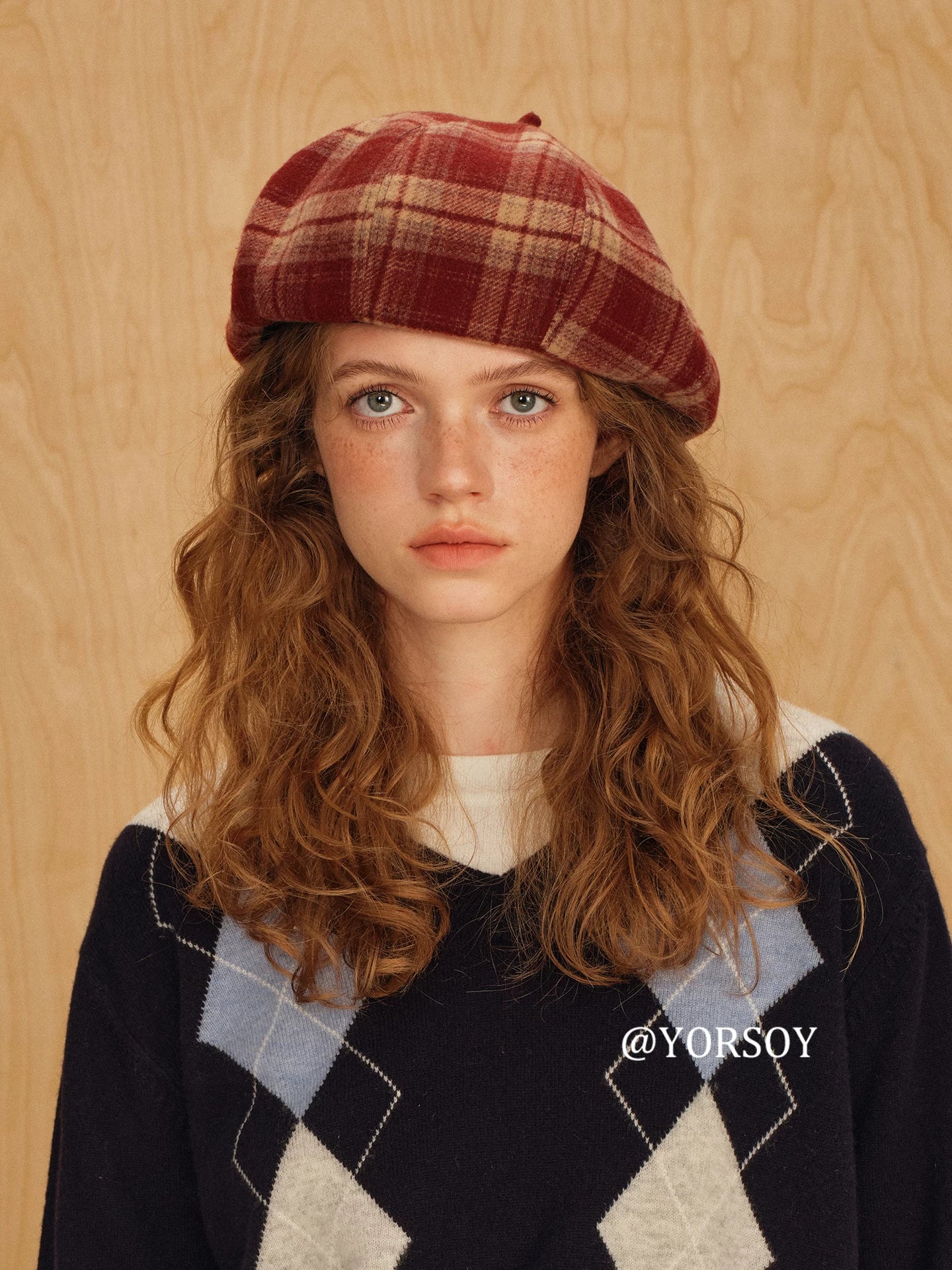 YORSOY Vintage College Plaid Beret