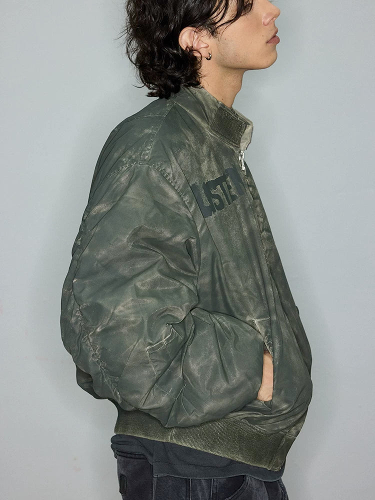 ATHIRI Washed Dyed Bomber Cotton MA1 Flight Jacket