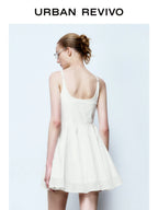 URBAN REVIVO Casual Wave Style U-neck Suspender Dress