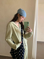 CCKOK Korean Perm Bead Graphic Hooded Sweatshirt Suit