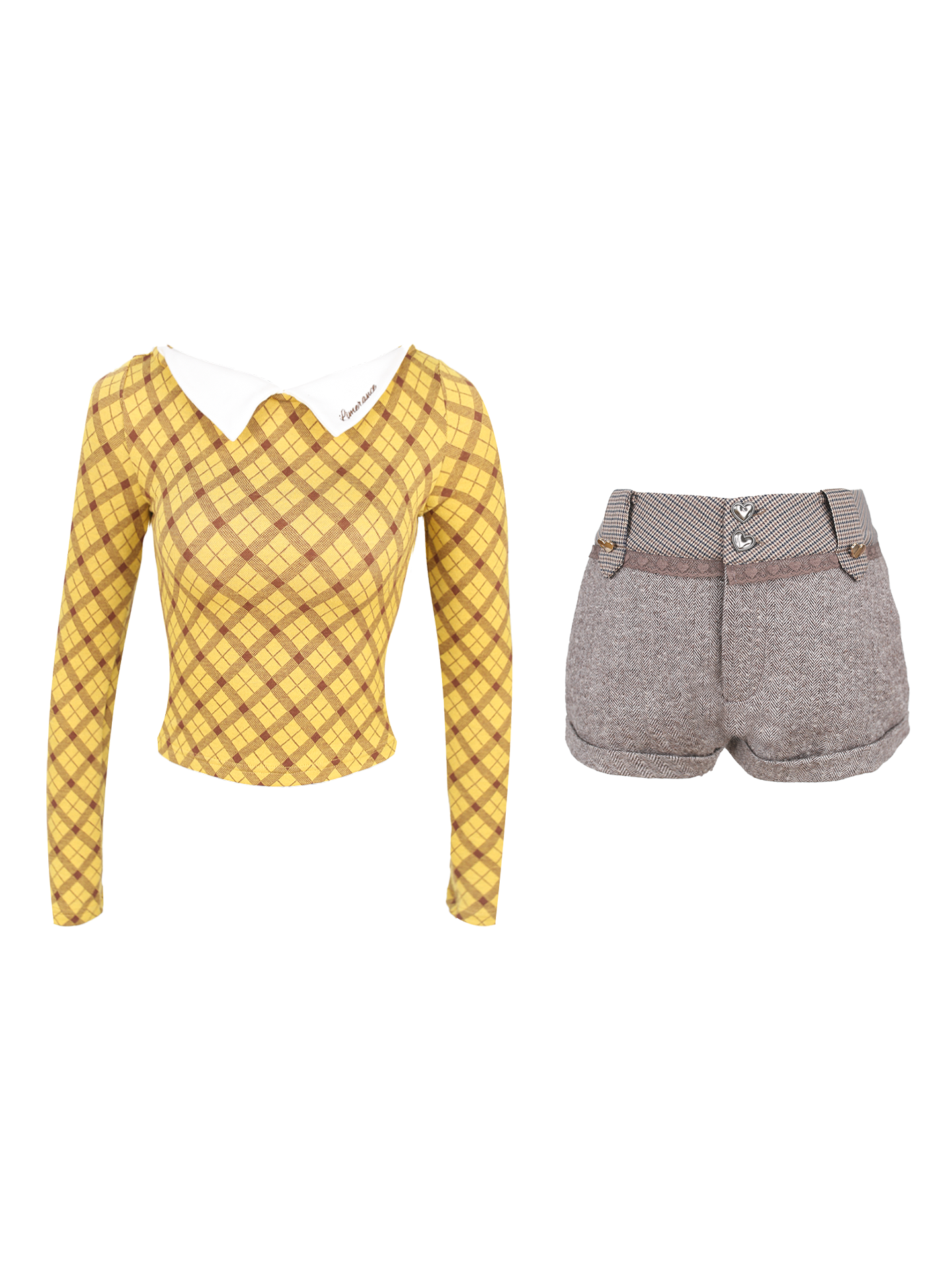 Sweet Pear Butter Milk Beer Long-Sleeved Bottoming Shirt T-shirt Top Shorts Two-Piece Set