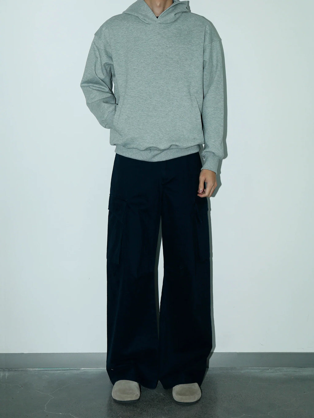 PLUS NO LOGO Double-sided Slippery Loose Pullover Hoodie