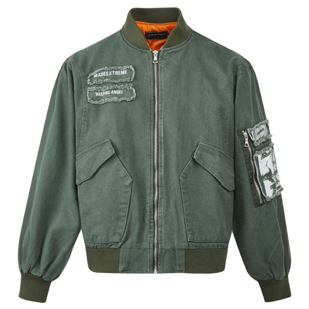 MADEEXTREME Big Pocket Patch Bomber Cotton Tooling Flight Jacket