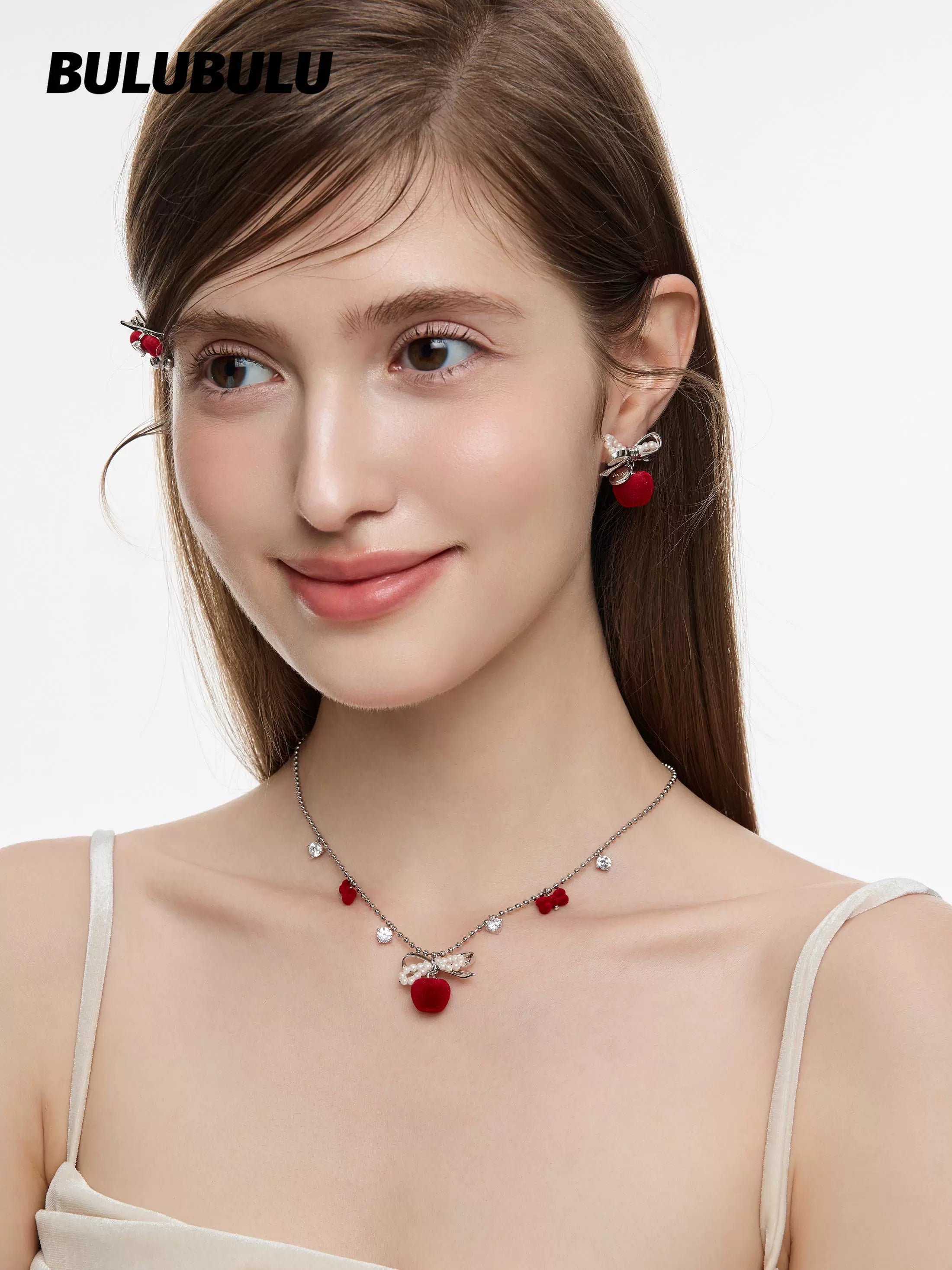 BULUBULU Apple Law Red Apple Bow Earrings