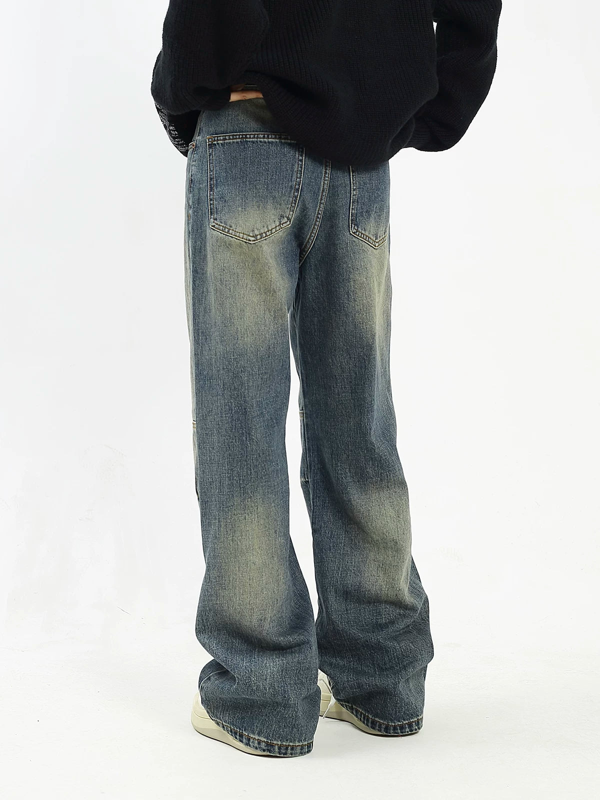 KKBBU Washed Yellow Mud Dyed Floor Length Jeans