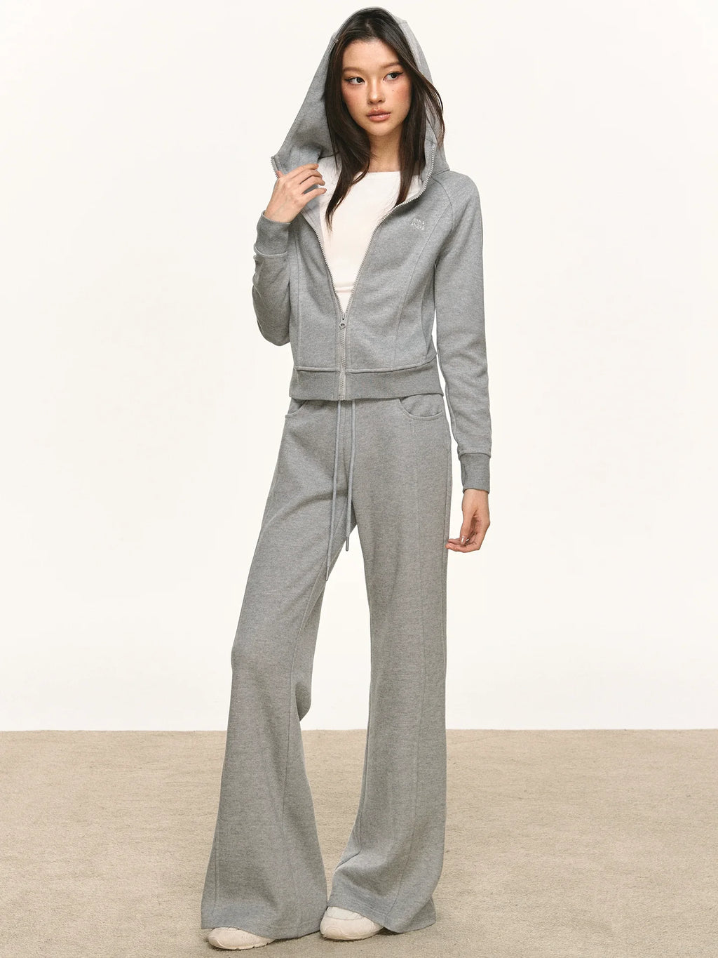 Anna Aneae Hooded Short Sweater Sports Two-piece Set