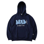 Battles Three-dimensional 3D Fluffy Letter Point Embroidered Hooded Sweater