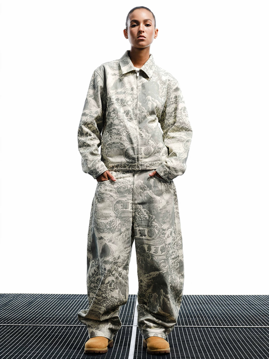 WHOOSIS Full-Print Suit Overalls Straight Pants