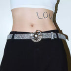 Darkblue Store Moon Rhinestone Star Buckle Beaded Belt