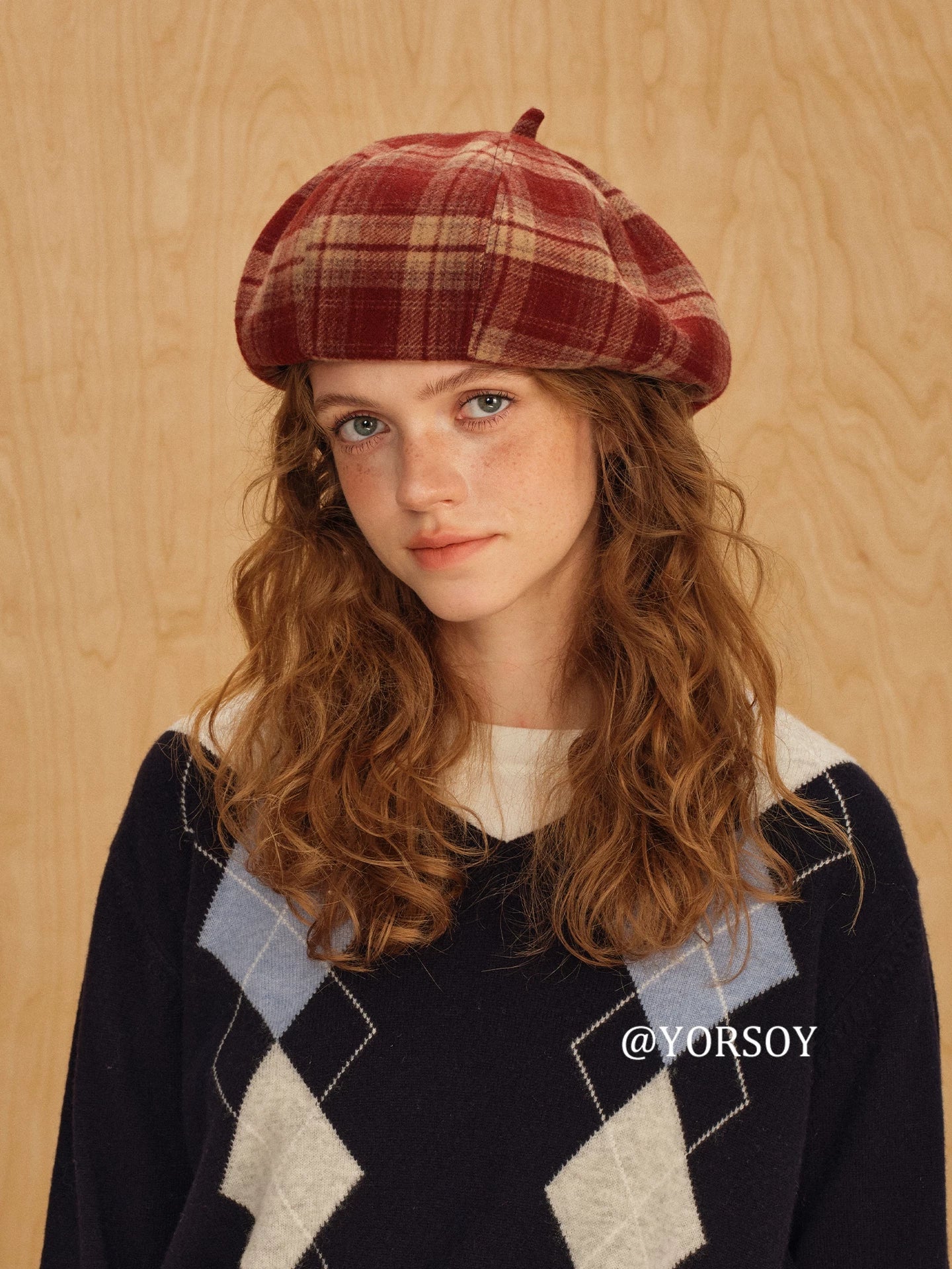 YORSOY Vintage College Plaid Beret