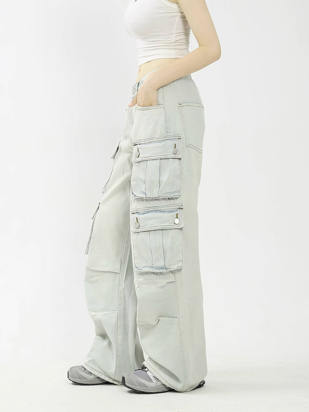 KKBBU Multi Pocket Washed Straight Work Jeans