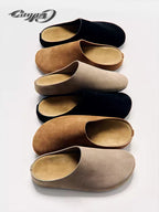 Carpe Diem Song Weilong Same-Style Gray Suede Row-Feng Baotou Half-Slippers