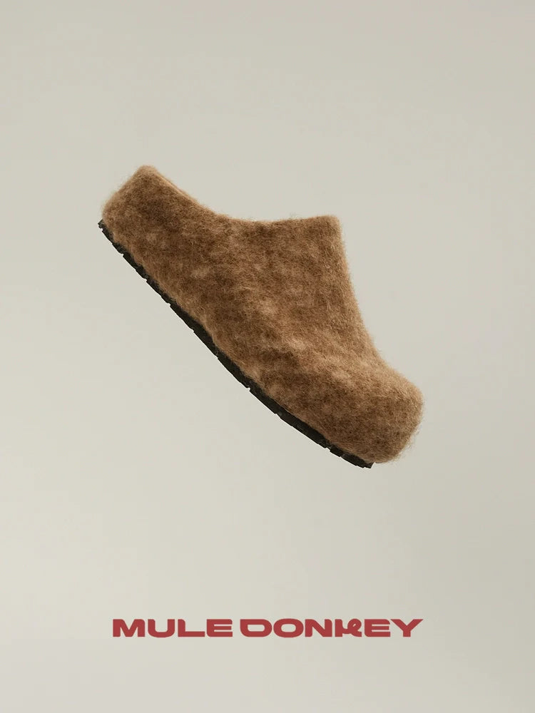 Donkey Commuter Fleece One-pedal Retro Bag Head Slippers