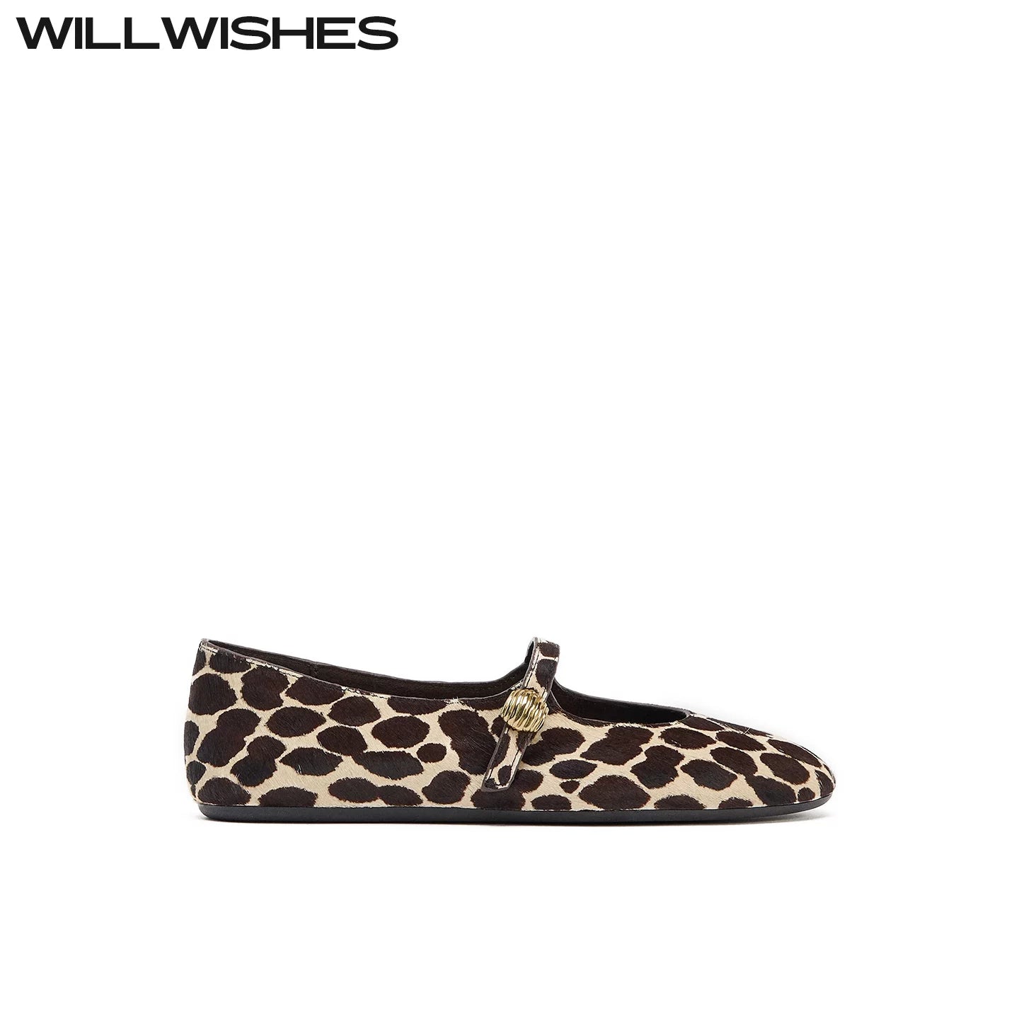 Wang Ding Printed Cowhide Fur Ballet Mary Jane Shoes