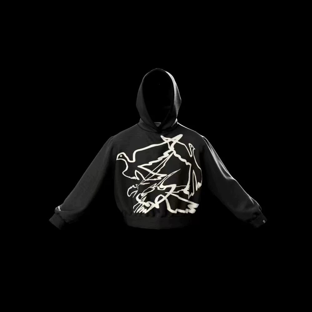 Vinkid Peace Pigeon Loose Hooded Sweatshirt