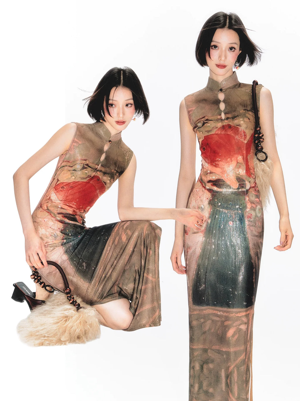 YEDM Goldfish Flag Print Dress