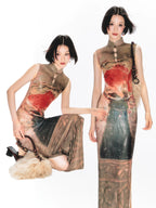 YEDM Goldfish Flag Print Dress