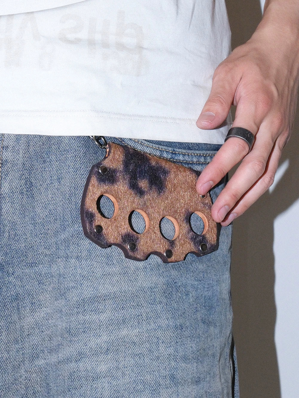 Darkblue Store Leopard Print Rivet Tiger Keychain Trouser Chain