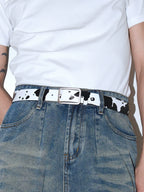 Darkblue Store Black White Cow Pattern Simple Casual Belt