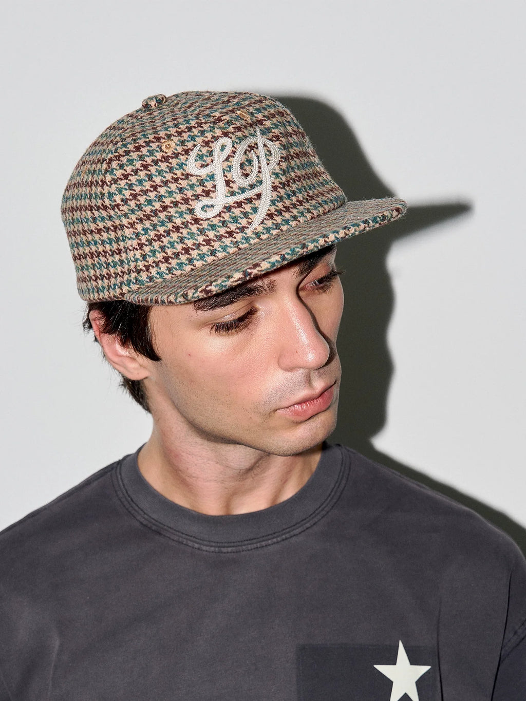 LIBERAFIT Wool Thousand Bird Grid Chain Embroidered Baseball Cap