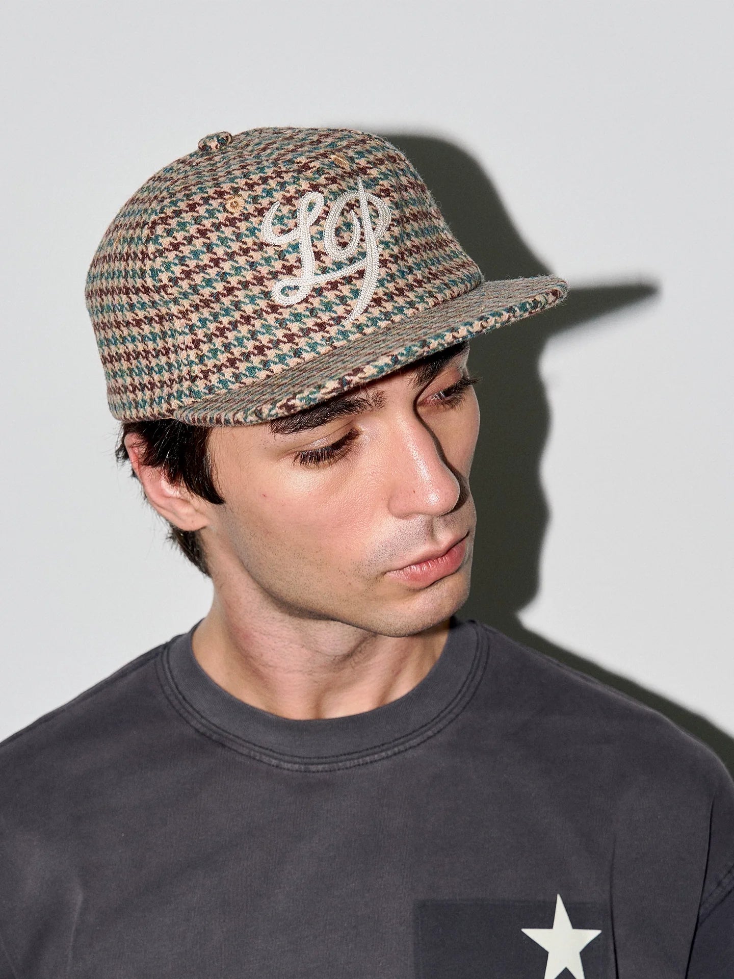 LIBERAFIT Wool Thousand Bird Grid Chain Embroidered Baseball Cap