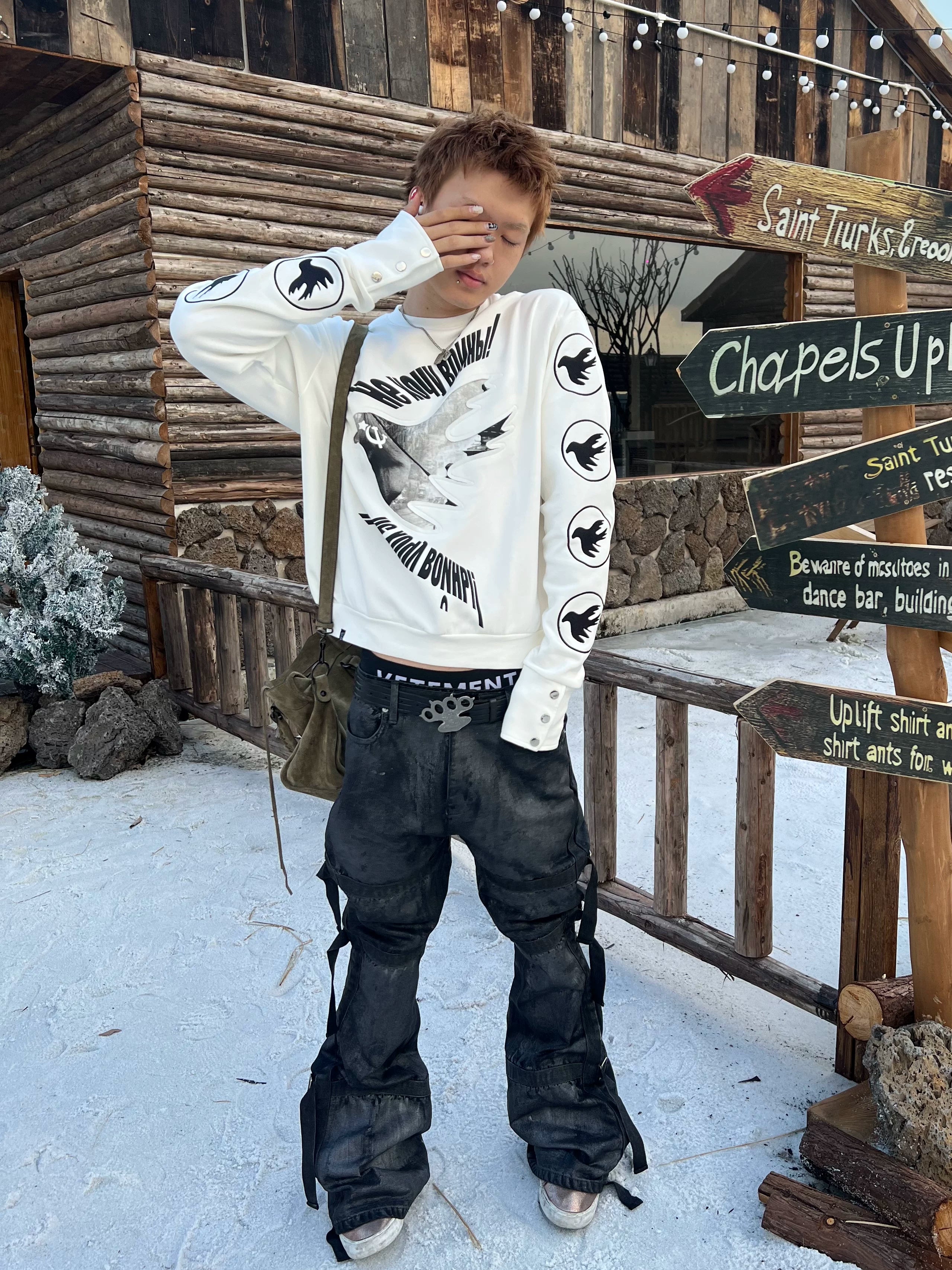 Vinkid Full Sleeve Peace Pigeon Long Sleeve Sweatshirt