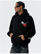 MEDM Floral Embroidered Casual Hooded Sweater