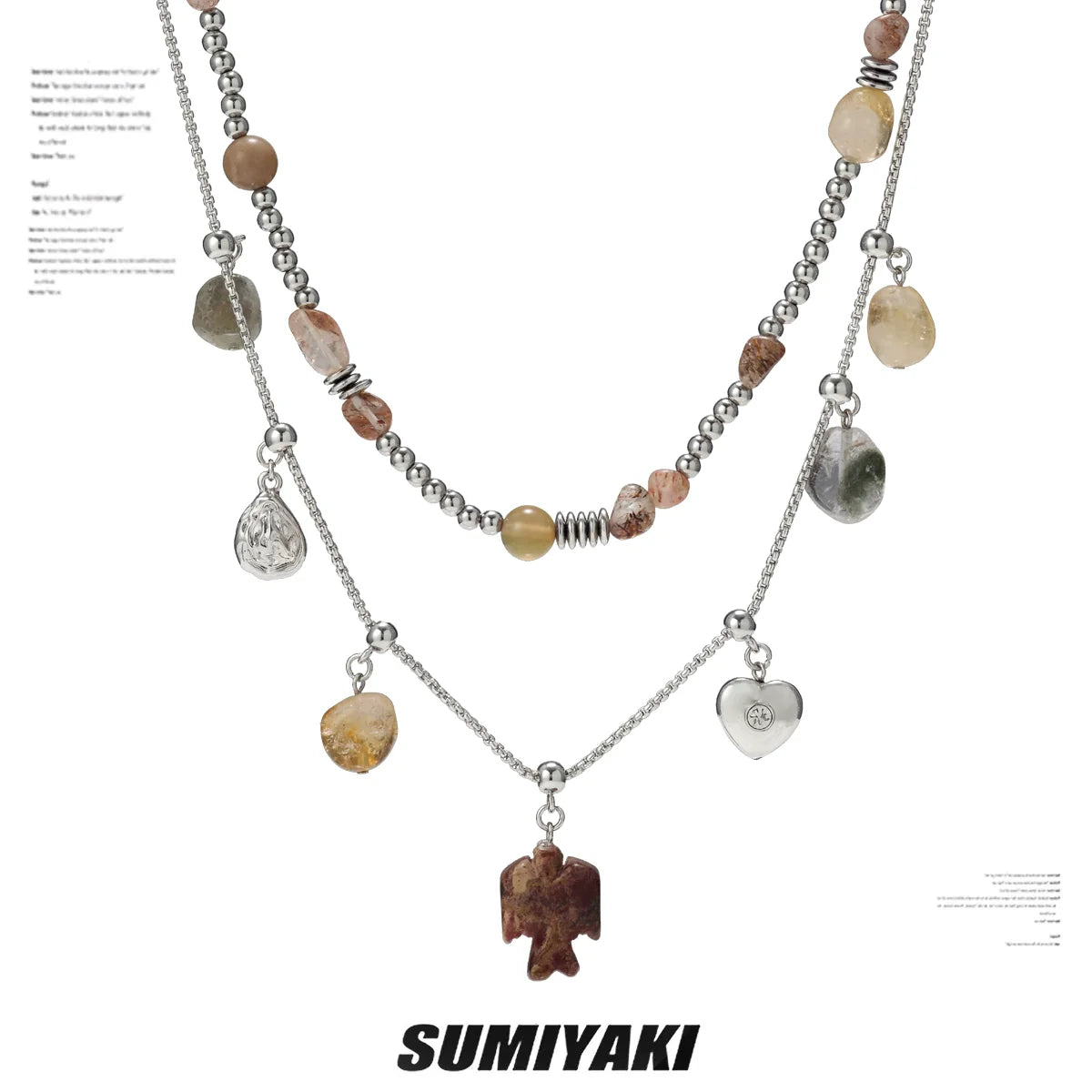 SUMIYAKI Natural Citrine Stone Necklace Bracelet